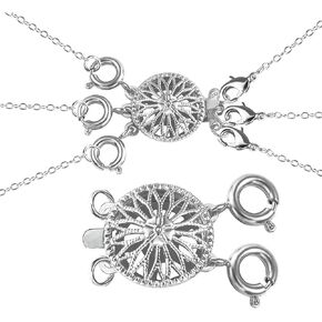 ASH'S CHOICE 2 Pcs Necklace Layering Clasps Set,14k Gold & Silver Tangle Free Safety Jewelry Necklace Separator Connector,Closures for Bracelet Jewelry Making