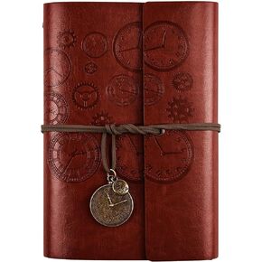 مجلة كتابة جلدية من Asten، دفتر ملاحظات قابل لإعادة الملء مع صفحات مسطرة، دفتر ملاحظات للمسافرين العتيق، هدية للرجال والنساء 7.3 × 5.1 بوصة (A6، أحمر بني in Kuwait