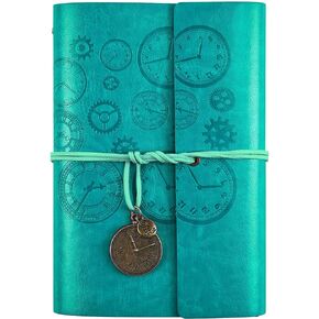 Asten Leather Writing Journal, Refillable Notebook with Lined Pages Vintage Travelers Notebook, Gift for Men and Women 9.1 x 6.5inch（A5, Blue