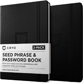 CRYO Crypto Seed Phrase Storage Waterproof Notebook - Bitcoin Recovery Phrase Backup Password Keeper - Crypto Cold Storage Wallet Backup Journal - Pocket Size 2-Pack