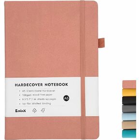 Hardcover Notebook, 192 Pages A5 Lined College Ruled Journal, Notebooks for Work/School/Note Taking, With Inner Pocket, 100GSM Paper, 5.7" x 8.5" (Black)