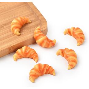 Fake Croissant Mini Artificial Croissant Lifelike Croissant Bread for Photography Props Home Kitchen Desk Shops Party Display Decor (6PCS)