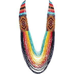 Rosemarie & Jubalee Women's Extra Long Stunning Multi-Strand Seed Bead Statement Bohemian Necklace, 27"+3" Extender