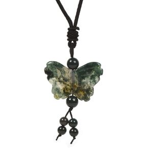 Justinstones Natural Quartz Crystal Carved 40mm Butterfly Insect Totem Animal Guardian Pendant Adjustable Braided Cord Necklace 18 to 28 Inch in Saudi Arabia