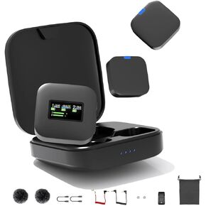 MeloJungle S8 Pro Mini Lavalier Wireless Microphone for Camera,iPhone,USB C Phone,Laptop,48KHz 24Bit Digital/Analog Output,Noise Canceling,30H Battery Tiny Clip/Magnet Mic for Video Recording,Filming