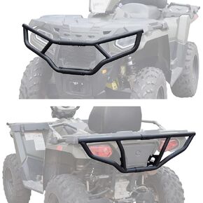 Front and Rear Brush Guard Bumper Set for Polaris Sportsman 570 450 14-24, Front & Rear Heavy Duty Steel Bumper Protect for Polaris Sportsman Touring/X2/570 450 2014-2024 Accessories (2PCS)
