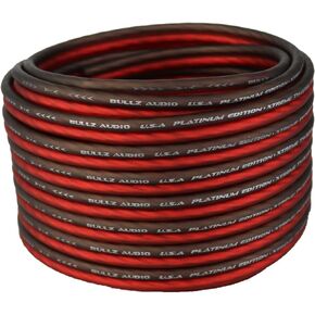 Bullz Audio BPES14.50 50' True 14 Gauge AWG Car Home Audio Speaker Wire Cable Spool (Clear Red/)