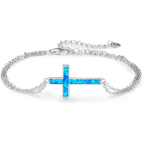 سوار متقاطع من الفضة الإسترليني عيار 925، سوار أوبال متقاطع، مجوهرات دينية، هدايا متقاطعة للرجال والنساء in Kuwait