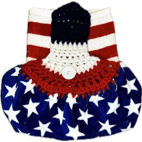 Memorial Day, 4Th Of July Handmade Crochet Top Kitchen Towel 100% Cotton Very Absorbent Cloth Towels For Kitchen Bathroom, And Laundry Room. (FLAG - RED,WHITE AND BLUE)