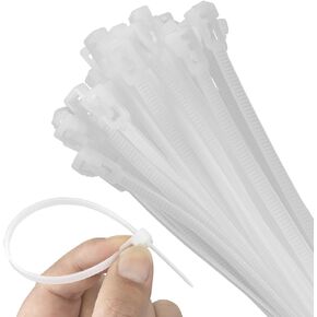 8 Inch Recoverable Reusable Zip Ties, 1000Pcs white Zip Ties, Outdoor 50 lb. Small Cable Ties, Small Releasable Plastic Ties, Removable Wire Ties for Wire Management Outdoor Patio