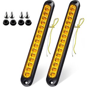 2pcs Amber 15LEDs Trailer Brake Tail Light Bar LED Trailer Lights Waterproof Stop Turn Signal Tail Lights Trailer Identification Light for Marine Boats Golf Truck Offroad