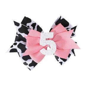 Cow Print Bow Headband - Baby Girl 1st Birthday Party Decorations,Pink Bow First Birthday Headband,Farm Animal Themed Party Decor,One Cow Print Headband Photo Prop (Cow1)