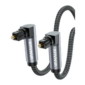 كابل بصري مزدوج 90 درجة، كابل بصري صوتي SPDIF بطول 3.2 قدم، كابل Toslink رقمي بزاوية قائمة على شكل حرف L قابل للدوران 360 درجة من ذكر إلى ذكر لشريط الصوت، التلفزيون، PS4، Xbox (1 متر/3.2 قدم)...