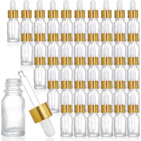 Kingrol 40 Pack 10ml Clear Glass Dropper Bottles, Tincture Bottles, Empty Bottles with dropper for Essential Oils, Perfumes, Aromatherapy, Chemistry Lab Chemicals