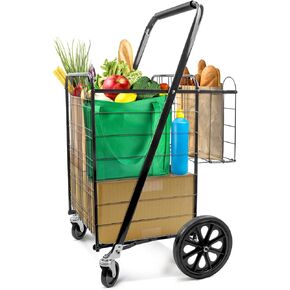 عربة تسوق قابلة للطي، عربة بقالة على عجلات قابلة للطي، عربات تسوق للبقالة، عربة تسوق قابلة للطي تحمل ما يصل إلى 70 لتر/كحد أقصى 110 رطل لعربات تخزين المطبخ وعربات المرافق in Kuwait