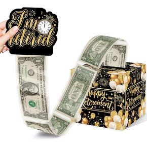 Retirement Gift for Women-Retirement Party Decorations-Happy Retirement Decorations Money Gift Box-Retirement Money Pull Box-Surprise Money Pull Out Box DIY Set