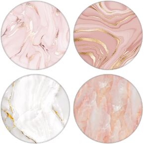 4 Pack Phone Grip,Cell Phone Holder for Smartphone,Finger Expanding Kickstand Stand - Pink White Rose Gold Marble