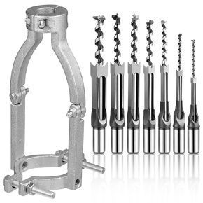 7 Pcs Square Hole Drill Bit with 1 Square Hole Drill Bit Adapter Mortising Chisel Set 1/4, 5/16, 3/8, 1/2, 9/16, 5/8, 3/4 Inch Mortise Machine, Power Tool Accessory for Drill Machines