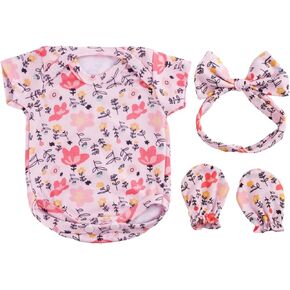 BABESIDE 4 Pcs Reborn Baby Doll Clothes for 17- 22 Inch, Baby Doll Clothes Outfits with Sock, Headband Newborn Gir Kids Gift (Floral Style)