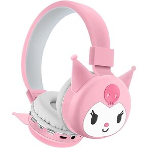 Cartoon Headset with Microphone Foldable Over-Ear Stereo Bluetooth Headset Suitable for Computers/Laptops/Tablets (Pink-Cat) in Kuwait