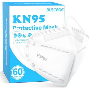 BLScode KN95 Face Mask 60 Pack,Individually Wrapped 5-Layer face Masks,Filter Efficiency≥95%