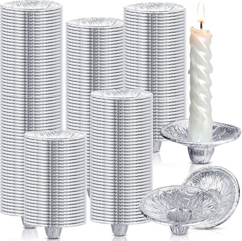 300 Pcs Aluminium Foil Candle Holder for Shabbat Bulk Disposable Candle Drip Protectors Heavy Duty Candle Drip Cups Candlestick Holders Aluminum Protector Bobeches in Saudi Arabia