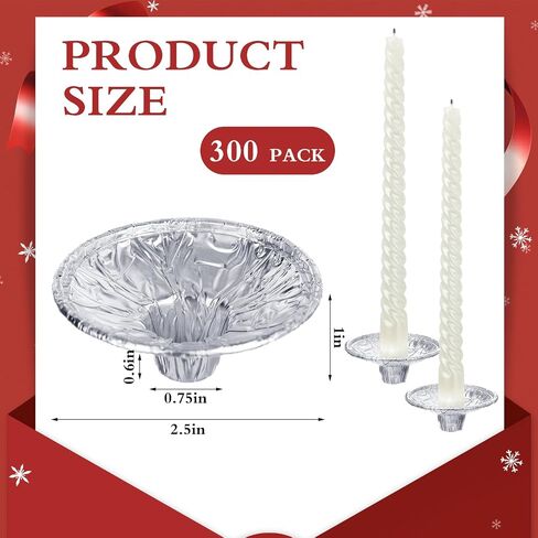 300 Pcs Aluminium Foil Candle Holder for Shabbat Bulk Disposable Candle Drip Protectors Heavy Duty Candle Drip Cups Candlestick Holders Aluminum Protector Bobeches in Saudi Arabia