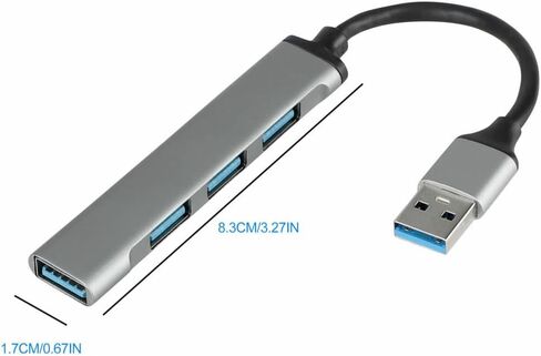 جاكوبس بارتس UH3-P USB 3.0 4 منافذ موزع نحيف وأنيق من الألومنيوم لأجهزة الكمبيوتر المحمول وأجهزة الكمبيوتر المكتبية (رمادي) in Kuwait