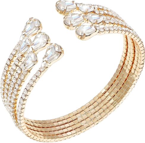 Suyi Rhinestone Bracelet Multilayer Gold Cuff Bracelet for Women Crystal Braidal Bracelets in Kuwait