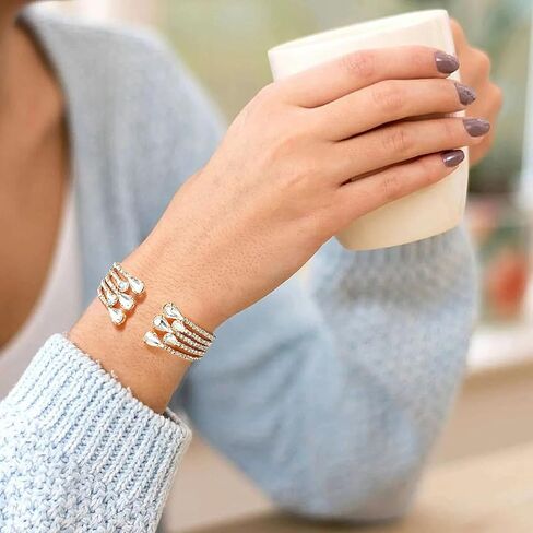 Suyi Rhinestone Bracelet Multilayer Gold Cuff Bracelet for Women Crystal Braidal Bracelets in Kuwait