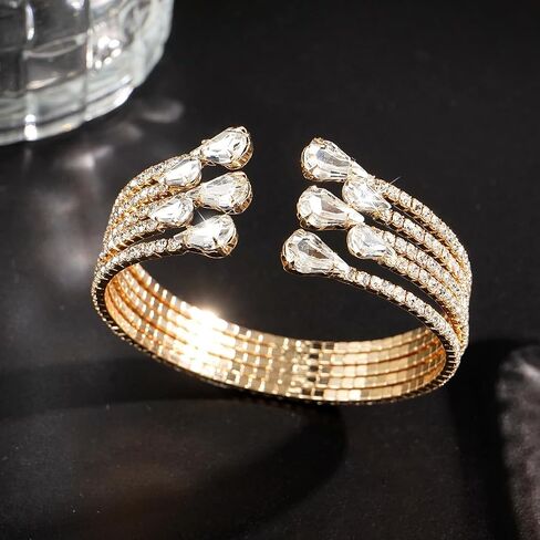Suyi Rhinestone Bracelet Multilayer Gold Cuff Bracelet for Women Crystal Braidal Bracelets in Kuwait