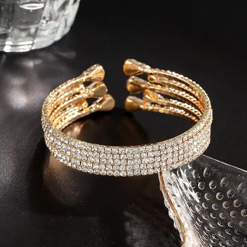 Suyi Rhinestone Bracelet Multilayer Gold Cuff Bracelet for Women Crystal Braidal Bracelets in Kuwait