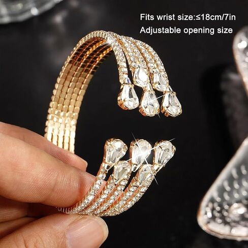 Suyi Rhinestone Bracelet Multilayer Gold Cuff Bracelet for Women Crystal Braidal Bracelets in Kuwait