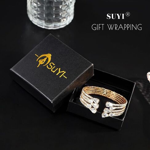 Suyi Rhinestone Bracelet Multilayer Gold Cuff Bracelet for Women Crystal Braidal Bracelets in Kuwait