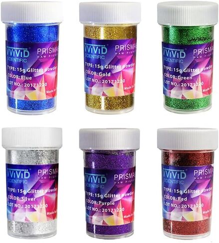 VViViD Prisma65 Glitter Pigment Powder 6 Color Bundle, 15g Jars, Blue, Gold, Green, Silver, Purple and Red in Saudi Arabia
