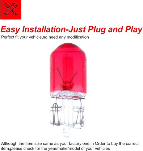 cciyu 20 Pack 194/168/T10 12V 5W Side Marker Light Halogen Bulb (10 PCS Red) in Saudi Arabia