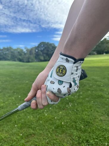 Fairway Finds Golf Club Stay Hoppy Beer Pattern Premium Cabretta Leather Golf Glove - Left Hand Glove for Right Handed Golfers in Saudi Arabia