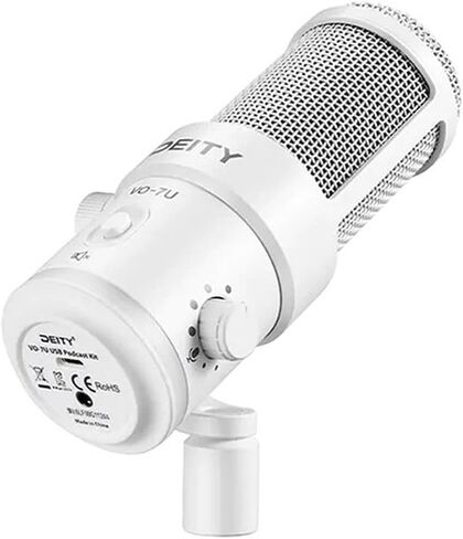 ميكروفون ديتي ميكروفونات VO-7U ديناميكي فائق القلب USB Streamer مع حامل ثلاثي القوائم لسطح المكتب، أبيض in Kuwait