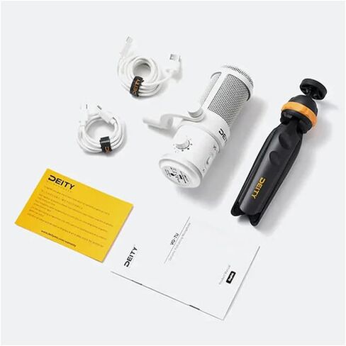 ميكروفون ديتي ميكروفونات VO-7U ديناميكي فائق القلب USB Streamer مع حامل ثلاثي القوائم لسطح المكتب، أبيض in Kuwait