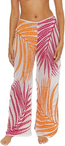 Trina Turk womens Sheer Tropics Pants, Casual, Wide Leg, Tropical Leaf Print, Beach Cover Ups for WomenSwimwear Cover Up in Saudi Arabia