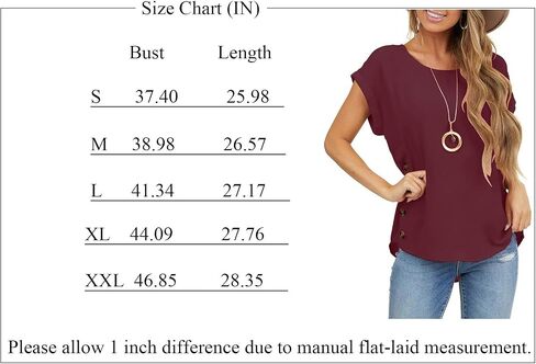 Orchidays Womens Casual Short Sleeve Tops Dressy Crew Neck Side Button Shirts Blouse in Kuwait