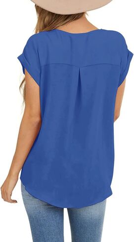 Orchidays Womens Casual Short Sleeve Tops Dressy Crew Neck Side Button Shirts Blouse in Kuwait