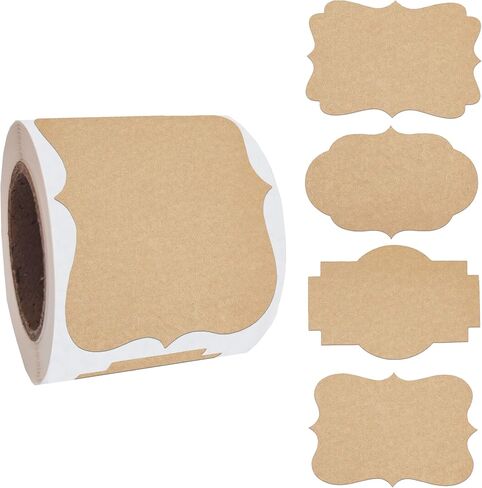 2" x 3" Kraft Label Stickers Writable Gift Labels, 200PCS Self-Adhesive Brown Labels for Essential Oil Bottle, Jars, Food Storage or Gift Decoration in Saudi Arabia