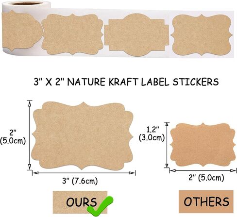 2" x 3" Kraft Label Stickers Writable Gift Labels, 200PCS Self-Adhesive Brown Labels for Essential Oil Bottle, Jars, Food Storage or Gift Decoration in Saudi Arabia
