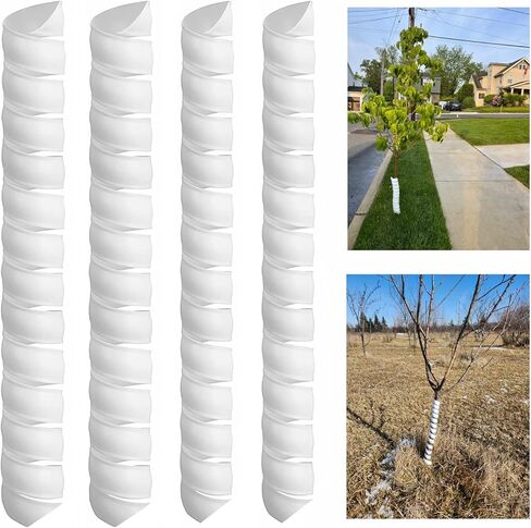 حامي جذع الشجرة 4 قطع مقاس 2 حراس شجرة حلزونية بلاستيكية بيضاء قابلة لإعادة الاستخدام لتعزيز حماية لحاء الشجرة in Kuwait