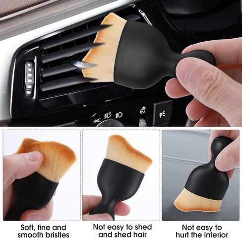No Scratch Auto Interior Dust Brush, 2PCS Car Interior Cleaning Soft Brush Car Detailing Brush Car Cleaning Brushes Duster Soft Bristles Detailing Brush Dusting Tool(Black, White) in Saudi Arabia