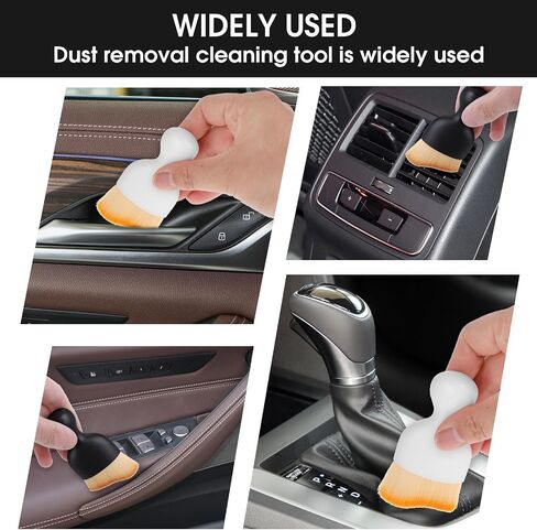 No Scratch Auto Interior Dust Brush, 2PCS Car Interior Cleaning Soft Brush Car Detailing Brush Car Cleaning Brushes Duster Soft Bristles Detailing Brush Dusting Tool(Black, White) in Saudi Arabia