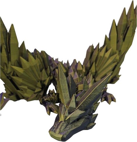 Articulating Dragonwing Collectible Figurine - 3D Printed Dragons Flexible ADHD, Autism, Relief Anxiety - Articulated Joints (Gold/Purple/Black) in Saudi Arabia