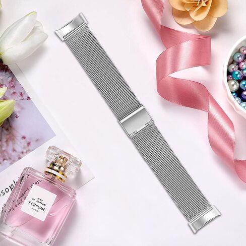 FitTurn Slim Band for Fitbit Charge 6/Charge 5 SmartWatch, Mesh Stainless Steel Adjustable Watchband Feminine Strap Replacement Accessory Strap for Charge 6/Charge 5 Fitness & Health Tracker in Saudi Arabia