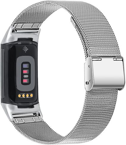 FitTurn Slim Band for Fitbit Charge 6/Charge 5 SmartWatch, Mesh Stainless Steel Adjustable Watchband Feminine Strap Replacement Accessory Strap for Charge 6/Charge 5 Fitness & Health Tracker in Saudi Arabia